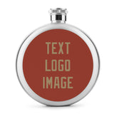 Custom Coral Red Light Khaki Hip Flask