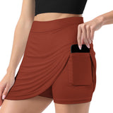 Custom Coral Red Light Khaki A-Line Skort