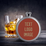 Custom Coral Red Light Khaki Hip Flask