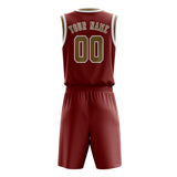 Custom Coral Red Light Khaki Basketball Set