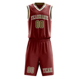Custom Coral Red Light Khaki Basketball Set