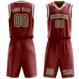 Custom Coral Red Light Khaki Basketball Set