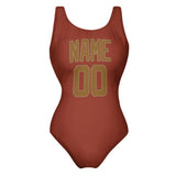 Custom Coral Red Khaki Swimsuit