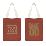 Custom Coral Red Khaki Canvas Tote Bag
