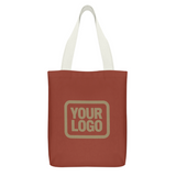 Custom Coral Red Khaki Canvas Tote Bag