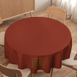 Custom Coral Red Khaki Round Table Cloth