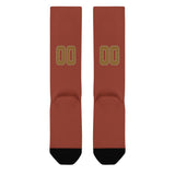 Custom Coral Red Khaki Knee-High Sock