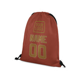 Custom Coral Red Khaki Drawstring Bag
