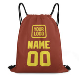 Custom Coral Red Light Yellow Drawstring Bag