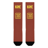 Custom Coral Red Light Yellow Knee-High Sock
