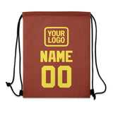Custom Coral Red Light Yellow Drawstring Bag