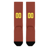 Custom Coral Red Light Yellow Knee-High Sock