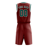 Custom Coral Red Blue Green Basketball Set
