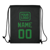 Custom Black Emerald Green Drawstring Bag