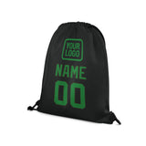 Custom Black Emerald Green Drawstring Bag