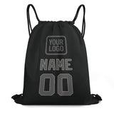 Custom Black Dark Grey Drawstring Bag
