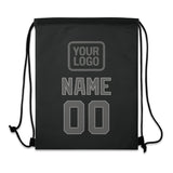 Custom Black Dark Grey Drawstring Bag