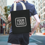 Custom Black Dark Grey Canvas Tote Bag