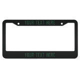 Custom Black Green License Plate Frame