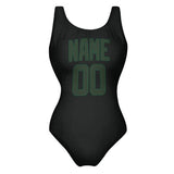 Custom Black Dark Green Swimsuit