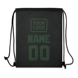 Custom Black Dark Green Drawstring Bag