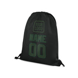 Custom Black Dark Green Drawstring Bag