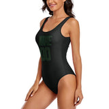 Custom Black Dark Green Swimsuit