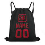 Custom Black Red Drawstring Bag