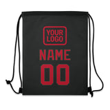 Custom Black Red Drawstring Bag