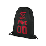 Custom Black Red Drawstring Bag
