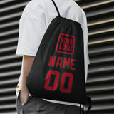 Custom Black Red Drawstring Bag