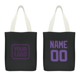 Custom Black Light Purple Canvas Tote Bag