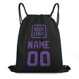 Custom Black Light Purple Drawstring Bag