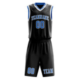 Custom Black Light Blue Basketball Set