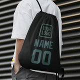 Custom Black Blue Green Drawstring Bag