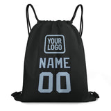 Custom Black Light Blue Drawstring Bag