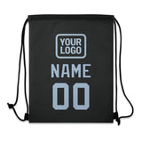 Custom Black Light Blue Drawstring Bag