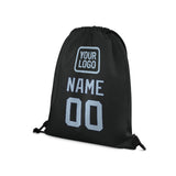 Custom Black Light Blue Drawstring Bag