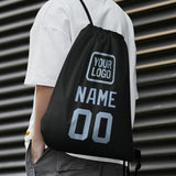 Custom Black Light Blue Drawstring Bag