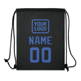 Custom Black Sky Blue Drawstring Bag
