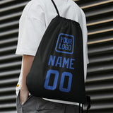 Custom Black Sky Blue Drawstring Bag