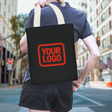 Custom Black Coral Red Canvas Tote Bag