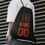 Custom Black Coral Red Drawstring Bag