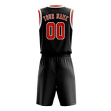 Custom Black Orange Red Basketball Set