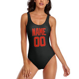 Custom Black Orange Red Swimsuit