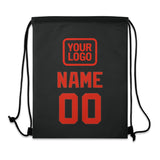 Custom Black Orange Red Drawstring Bag