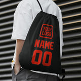 Custom Black Orange Red Drawstring Bag