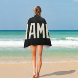 Custom Black Cream Beach Towel