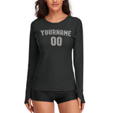 Custom Black Gray Women's Long-Sleeve Shirt