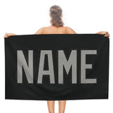 Custom Black Gray Beach Towel